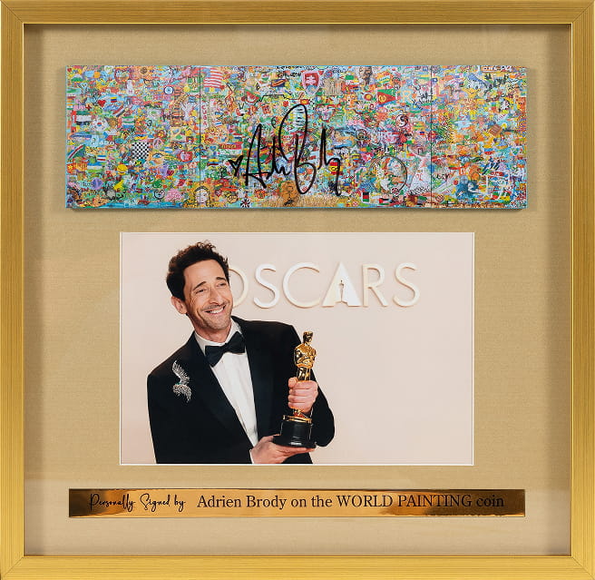 World Painting collectible signed by Adrien Brody