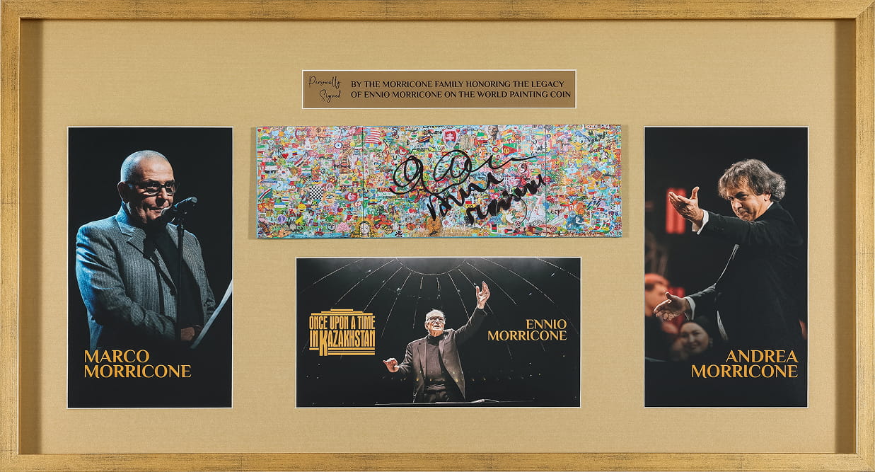 World Painting collectible signed by Ennio Morricone